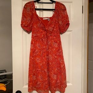 Puff Sleeve Sweetheart Neck Stretch Mini Printed Dress